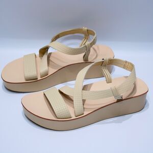Olukai Onohi Strappy Leather Platform Sandals Light Beige Women Size 7 Worn Once